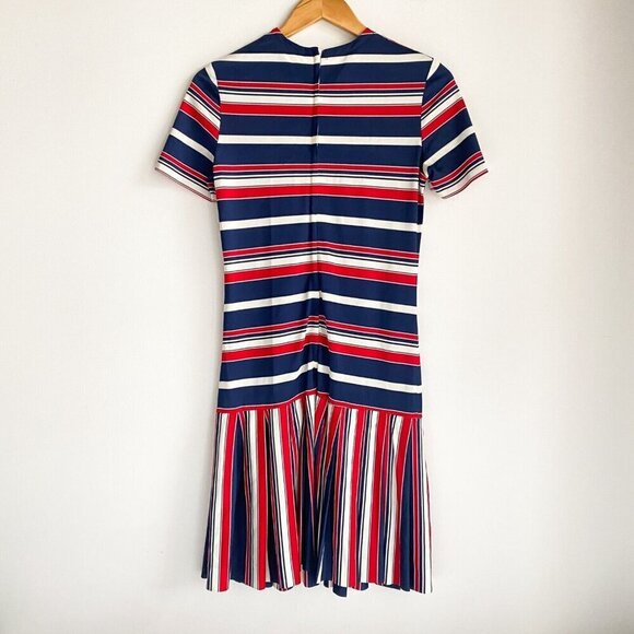 Vintage Harold Williams  Striped Nautical Tennis Casual Dress w Pleated Skirt M - Picture 4 of 5